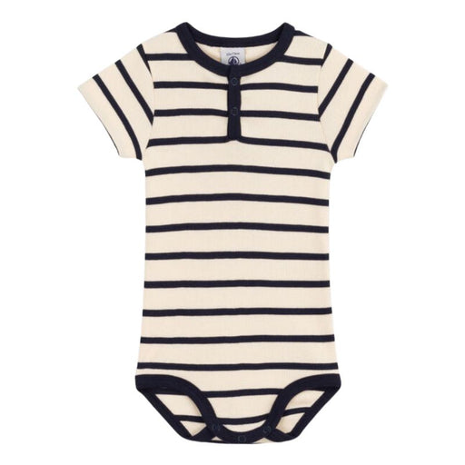 Short Sleeves Baby Onesie - 3m to 36m - Avalanche / Smoking par Petit Bateau - Shorts | Jourès
