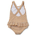 Amara Seersucker Swimsuit - 1 1/2 Y to 3Y - Golden caramel / White par Liewood - Liewood | Jourès