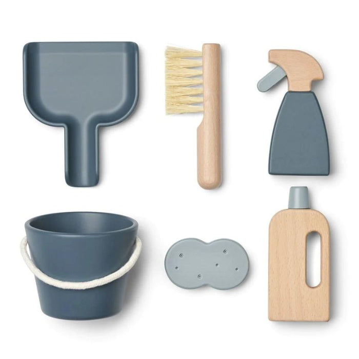Kimbie Wooden Cleaner Set - Whale blue par Liewood - Toys, Teething Toys & Books | Jourès