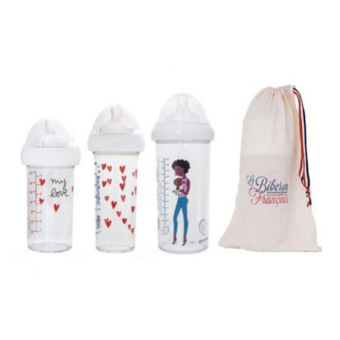 Biberons - Maman afro - Ens. de 3 par Le Biberon Francais - Idées-cadeaux pour baby shower | Jourès
