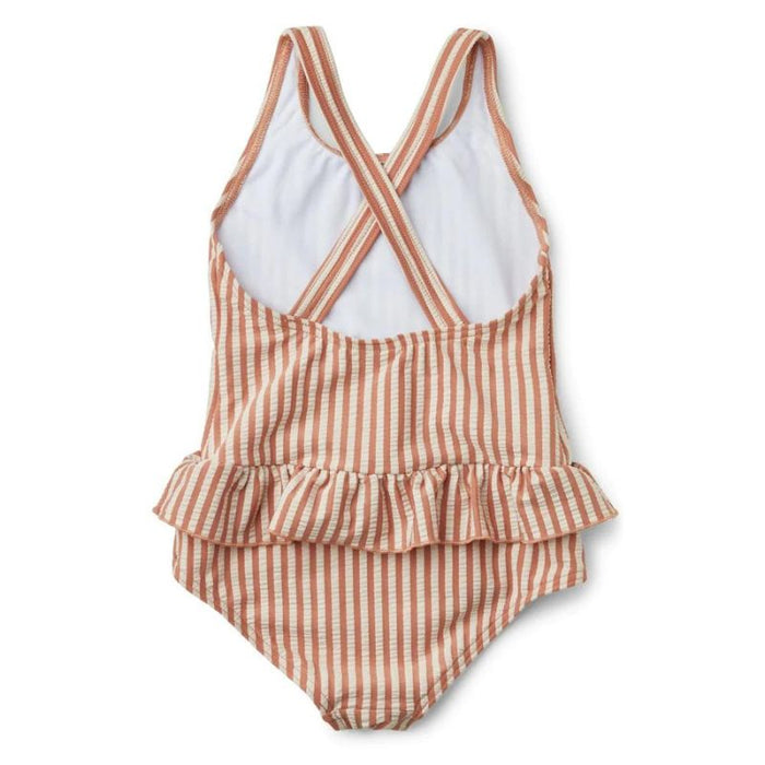 Amara Seersucker Swimsuit - 1 1/2Y to 3Y - Tuscany rose / Sandy par Liewood - The Sun Collection | Jourès