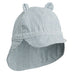 Gorm Reversible Seersucker Sun Hat - 0m to 2Y - Blue Wave / Creme de la creme par Liewood - Caps & Glasses | Jourès
