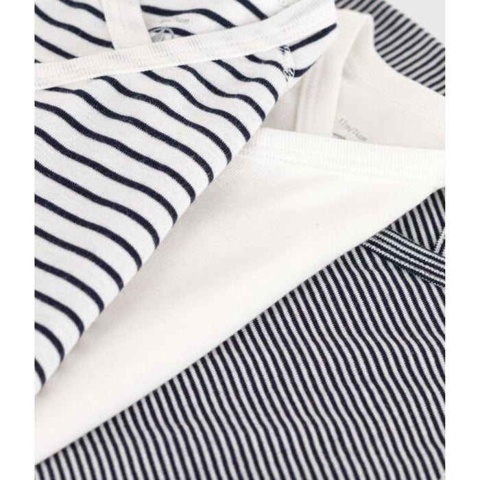 Short Sleeves Cotton Bodysuits - 1m to 12m - Pack of 3 - Stripes par Petit Bateau - Sleep time | Jourès