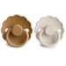 0-6 Months Daisy Silicone Pacifier - Pack of 2 - Cappuccino / Cream par FRIGG - Sleep | Jourès