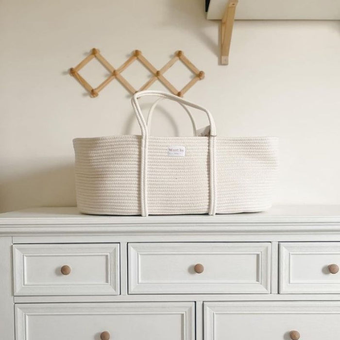Cotton Moses Basket (mattress + support) - Meringue par Mustbebaby - Living Room | Jourès