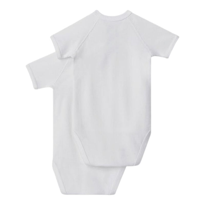 Short sleeves Cotton Bodysuits - 1m to 12m - Pack of 2 - White par Petit Bateau - Gifts $50 or less | Jourès