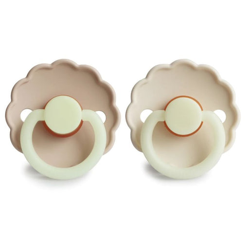 Night - 6-18 Months Daisy Night Silicone Pacifier - Pack of 2 - Croissant / Cream par FRIGG - Sleep | Jourès