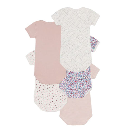 Short Sleeves Cotton Bodysuits - Pack of 5 - 3m to 24m - Pink flowers par Petit Bateau - Bodysuits, Rompers & One-piece suits | Jourès
