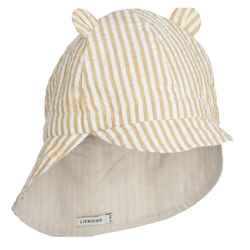 Gorm Reversible Seersucker Sun Hat - 0m to 2Y - Yellow mellow / Creme de la creme par Liewood - The Sun Collection | Jourès