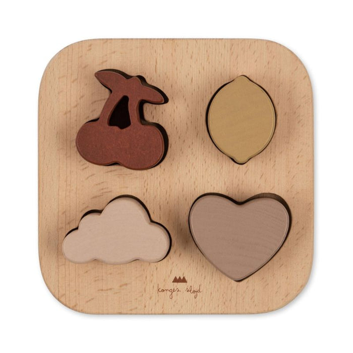 Wooden Puzzle - 4 pcs - Hearts mix par Konges Sløjd - Retro Toys | Jourès