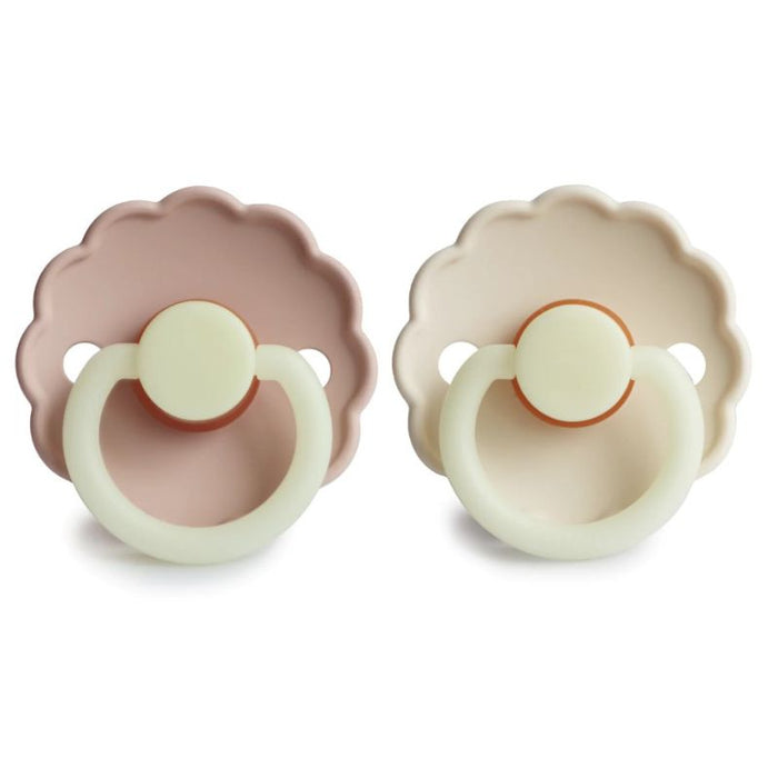 Night - 6-18 Months Daisy Silicone Pacifier - Pack of 2 - Blush / Cream par FRIGG - Baby | Jourès