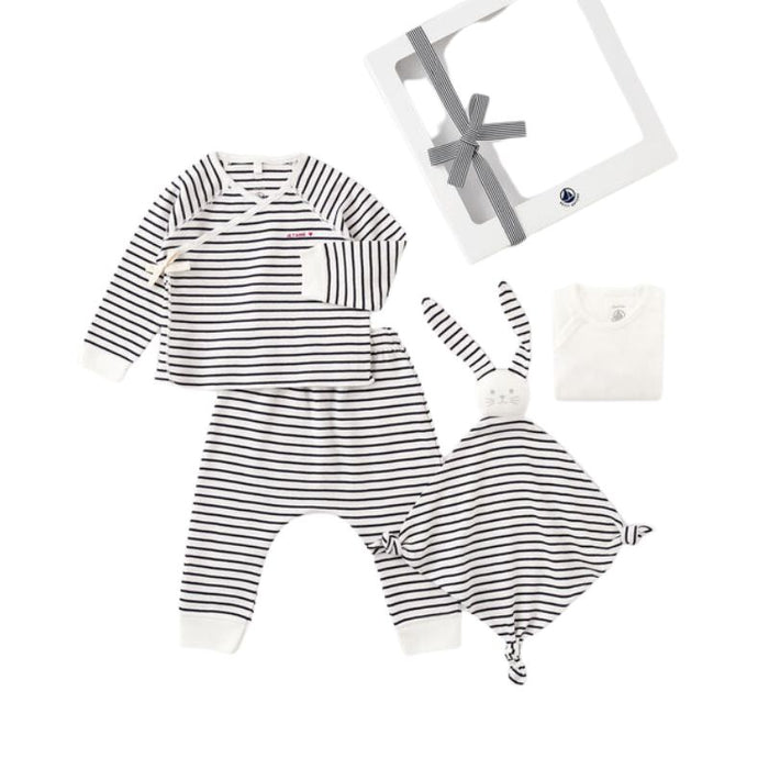 Baby Gift Set - 1m to 12m - Pack of 4 - Black Stripes par Petit Bateau - Clothing | Jourès