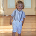 Mini shorts en lin avec bretelles - 6m à 4T - Blanc par Patachou - Occasions Spéciales | Jourès