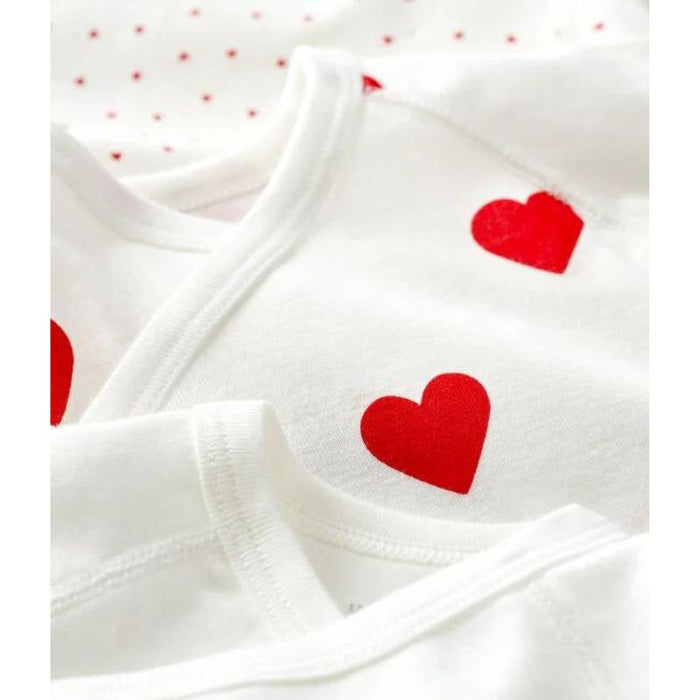 Short Sleeves Cotton Bodysuits - 1m to 12m - Pack of 3 - Hearts par Petit Bateau - Sleep | Jourès