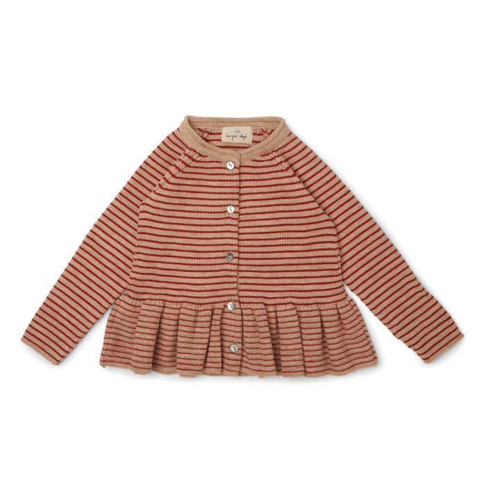 Meo Frill Cardigan - 3m to 3T - Red stripes par Konges Sløjd - Clothing | Jourès