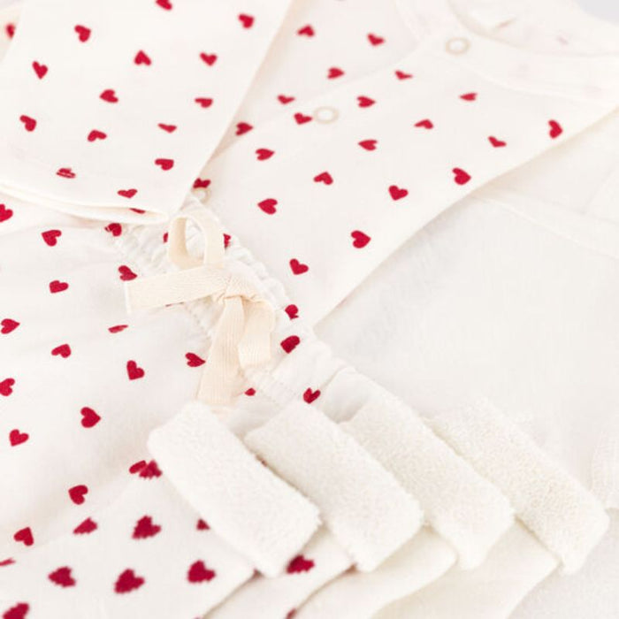 5-piece Cotton set- 1m to 3m - Pack of 5 - Hearts par Petit Bateau - Baby Shower Gifts | Jourès