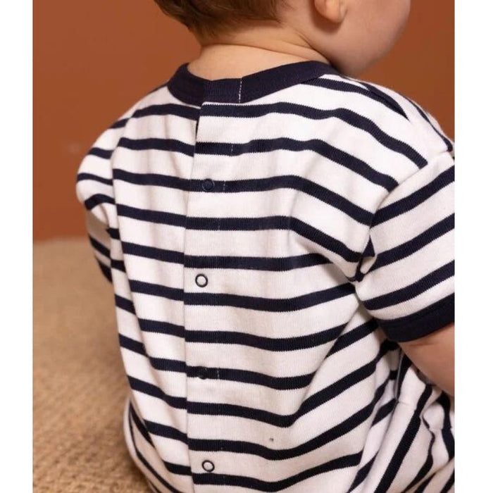 Short Sleeves One-piece - 3m to 24m - Black stripes par Petit Bateau - Petit Bateau | Jourès