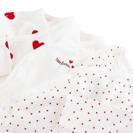 Long sleeves Cotton Bodysuits - 1m to 12m - Pack of 3 - Hearts par Petit Bateau - The Love Collection | Jourès