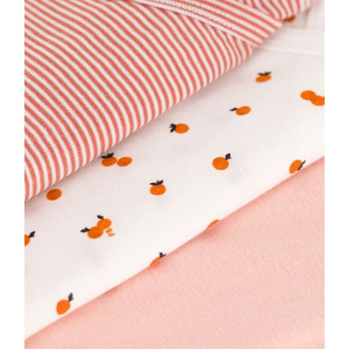 Short Sleeves Cotton Bodysuits - Pack of 3 - 1m to 12m - Orange par Petit Bateau - Best Sellers | Jourès