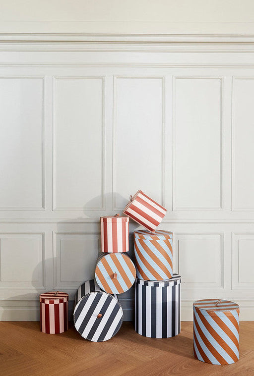 Storage Box - Round - Stripe - Set of 3 par OYOY Living Design - OYOY MINI - Decoration | Jourès
