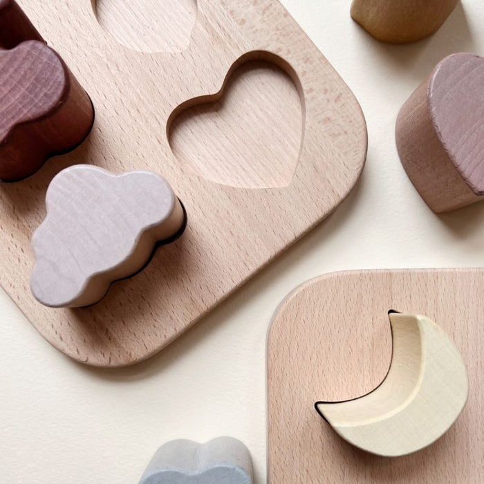 Wooden Puzzle - 4 pcs - Hearts mix par Konges Sløjd - Love collection | Jourès