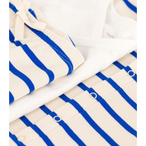 3-piece Cotton Set  - 1m to 18m - Blue Stripes par Petit Bateau - Petit Bateau | Jourès