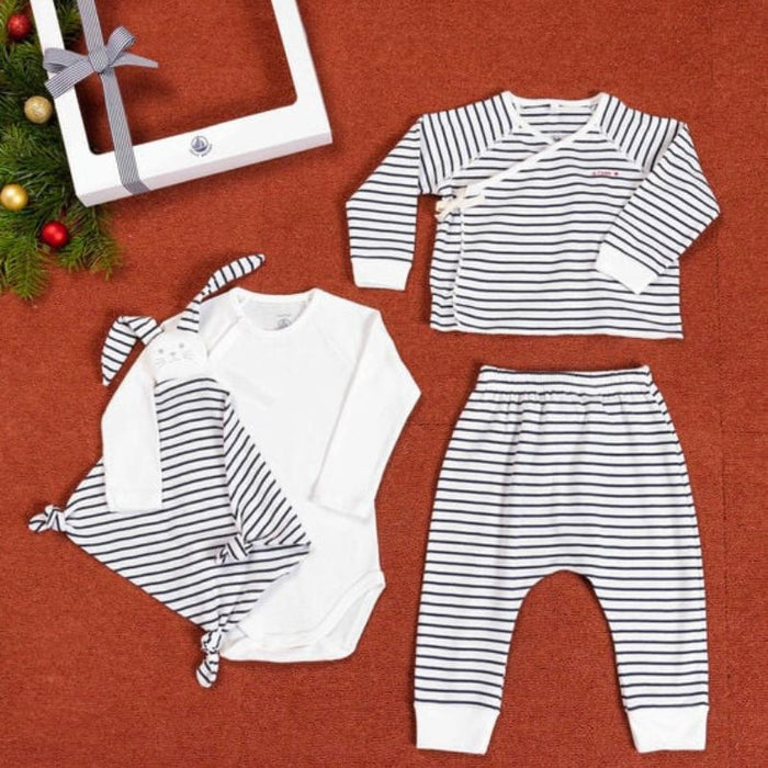 Baby Gift Set - 1m to 12m - Pack of 4 - Black Stripes par Petit Bateau - Best Sellers | Jourès