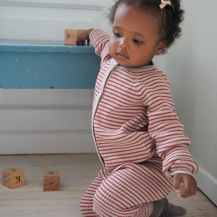 Meo Cardigan - 6m to 12m - Red stripes par Konges Sløjd - Gifts $100 and more | Jourès