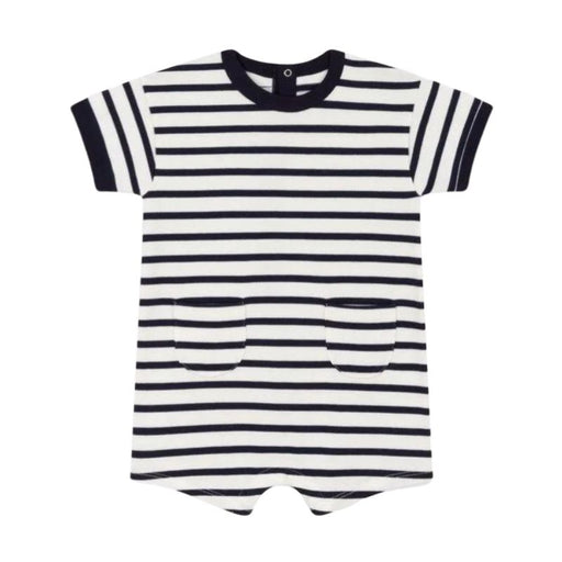 Short Sleeves One-piece - 3m to 24m - Black stripes par Petit Bateau - Clothing | Jourès