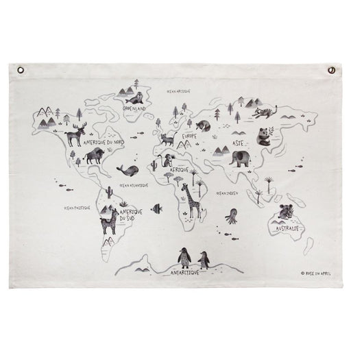 Carte du monde sur toile - Version Française par Rose In April - Mobilier et décoration | Jourès