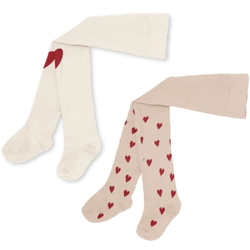 Basic Tights- Pack of 2 - 1m to 9T - Mon amour/ Red heart par Konges Sløjd - Love collection | Jourès
