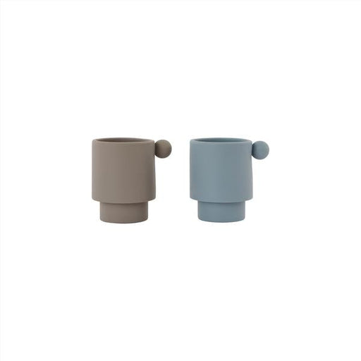 Tiny Inka Cup - Pack of 2 - Dusty blue / Clay par OYOY Living Design - OYOY MINI - Baby Bottles & Mealtime | Jourès