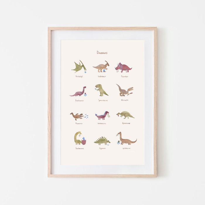 Educational Dinosaurs Poster - 18x24 par Mushie - Arts and Stationery | Jourès