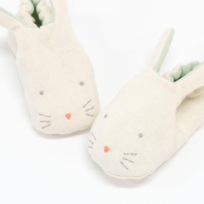 Bunny Baby Booties - Mint par Meri Meri - Hats, Mittens & Slippers | Jourès