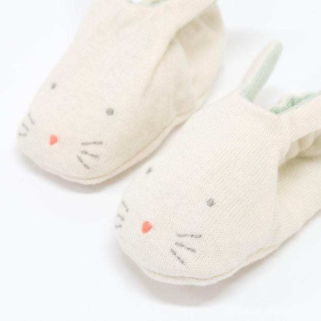 Bunny Baby Booties - Mint par Meri Meri - Clothing | Jourès