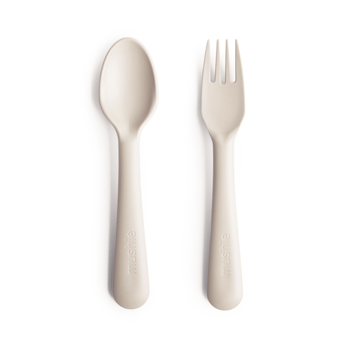 Kids Fork and Spoon Set - Ivory par Mushie - Eating & Bibs | Jourès