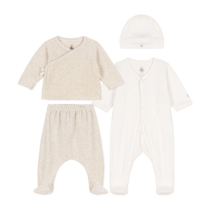 Newborn Gift Set - Newborn to 3m - Pack of 4 - Grey and Beige par Petit Bateau - Bodysuits, Rompers & One-piece suits | Jourès