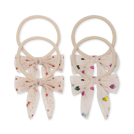 Tulle Bows Hair Ties - Pack of 4 - Heart of gold multi/Etoile pink sparkle par Konges Sløjd - Holiday Style | Jourès