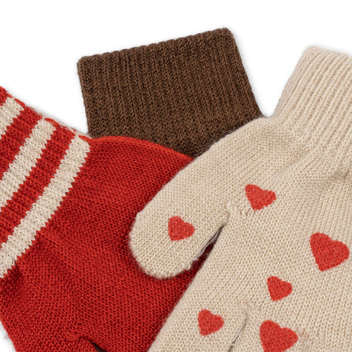 Filla Gloves - Pack of 3 - 2-4Y - Heart Mix par Konges Sløjd - Holiday Style | Jourès