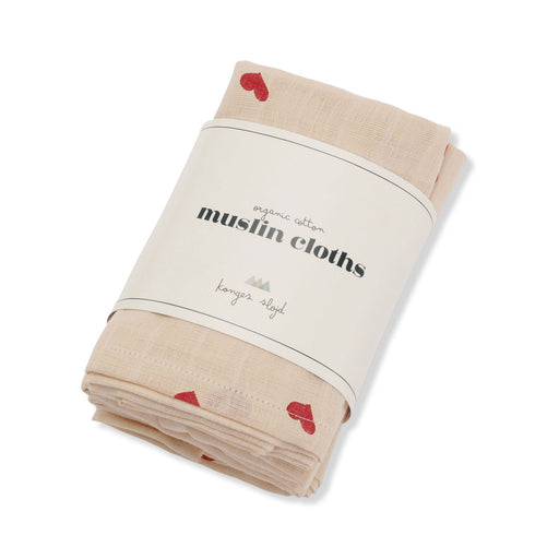 Muslin Swaddles - Pack of 3 - Amour rouge par Konges Sløjd - The Love Collection | Jourès