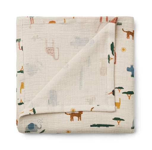 Ben Muslin Swaddle Print - Safari/Sandy mix par Liewood - Swaddles, Muslin Cloths & Blankets | Jourès