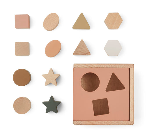 Cube casse-tête en bois Mark - Formes géométriques/Rose toscane Multi mix par Liewood - Jeux éducatifs et loisirs | Jourès