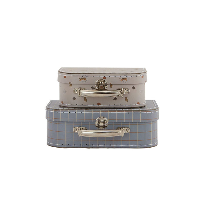 Mini Suitcase Tiger & Grid - Set of 2 - Blue & Clay par OYOY Living Design - The Safari Collection | Jourès