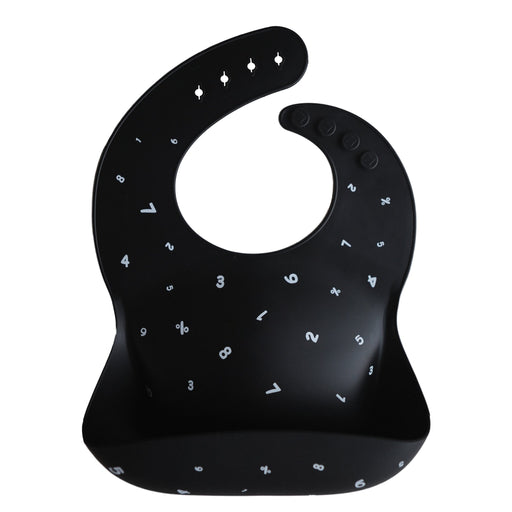 Adjustable waterproof silicone Baby Bib - Numbers Black par Mushie - Mealtime | Jourès