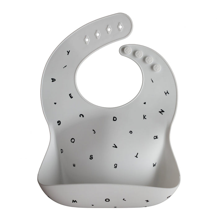 Adjustable waterproof silicone Baby Bib - Letters White par Mushie - Bibs | Jourès
