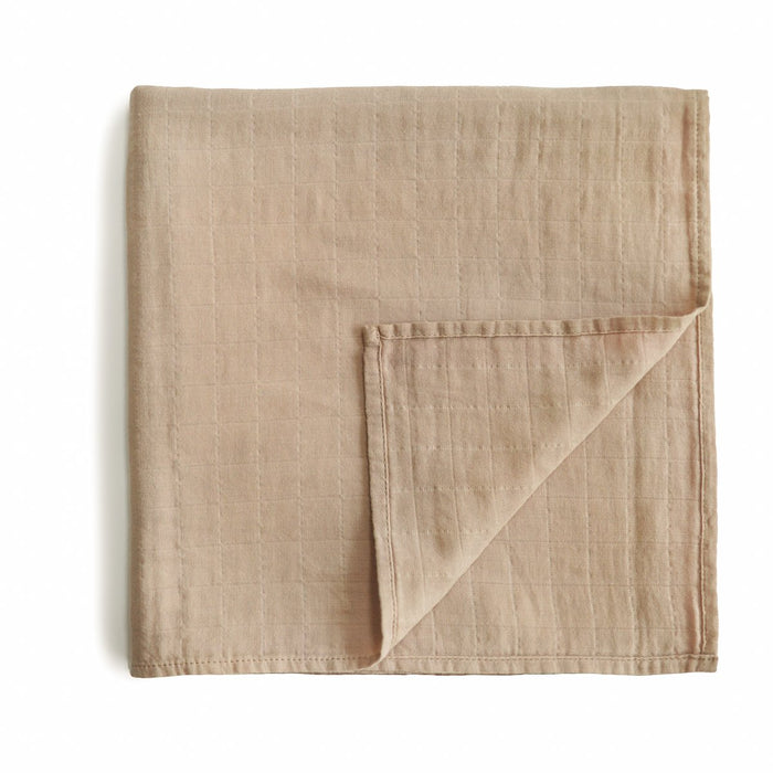 Couverture en coton biologique tricoté pour bébé - Taupe pâle par Mushie - Mousselines et doudous | Jourès