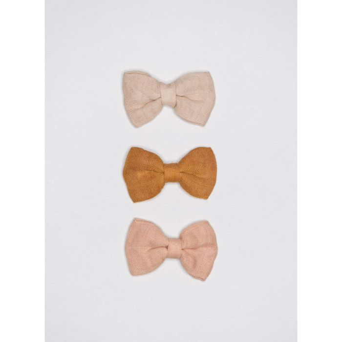 Baby Hair Bows - Pack of 3 - Latte / Mustard / Pink par La Petite Leonne - Hair accessories | Jourès