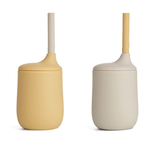 Ellis Sippy Cup with Straw - Pack of 2 - Jojoba/Sea Shell mix par Liewood - The Sun Collection | Jourès