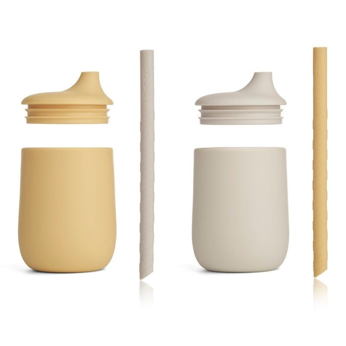 Ellis Sippy Cup with Straw - Pack of 2 - Jojoba/Sea Shell mix par Liewood - Baby | Jourès