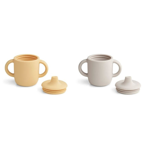 Neil Silicone Sippy Cup - Pack of 2 - Jojoba/Sea shell mix par Liewood - Kitchen | Jourès